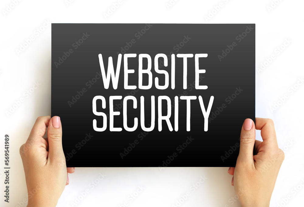Website Security text on card, concept background