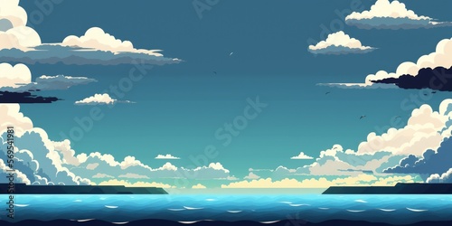 Background Horizon line over the water. Generative AI