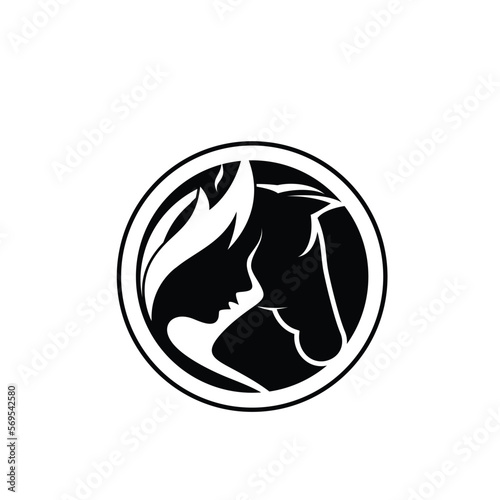 Woman and horse logo silhouette