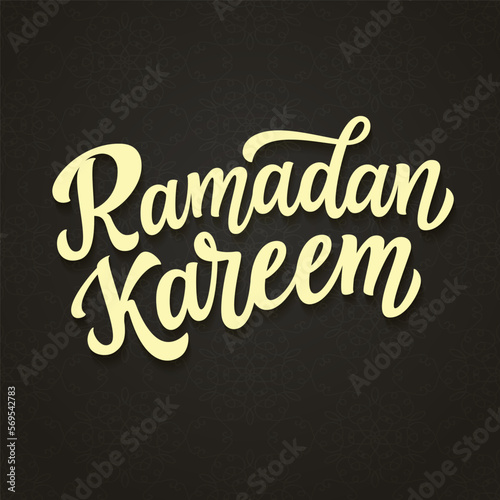 Ramadan kareem. Hand lettering text on dark background. Vector typography for posters  banners  cards