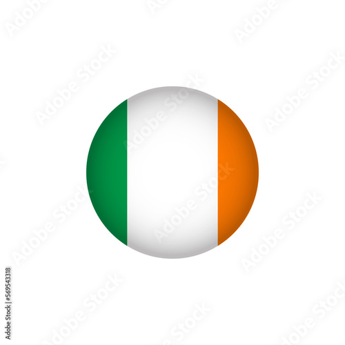 Ireland Europe Flag Icon. European Country Circled Flag. Stock Vector Graphics Element