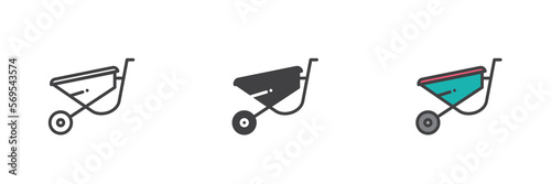 Wheelbarrow different style icon set
