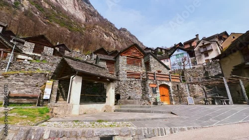 The old stone houses of Brontallo, Vallemaggia, Switzerland photo