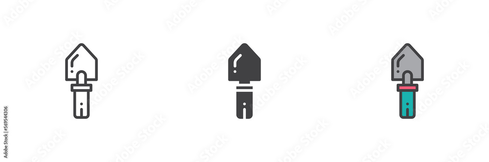 Trowel tool different style icon set Trowel tool different style icon set