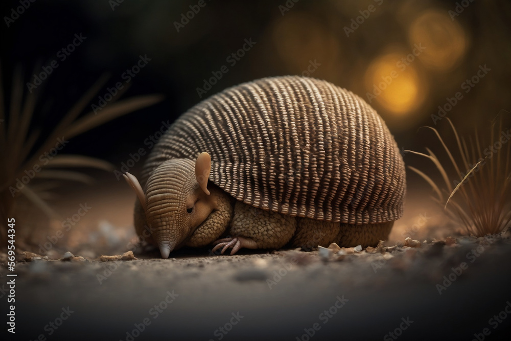 Obraz premium Armadillo sleep in their natural habitat, generative AI