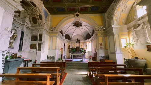 Prayer hall of San Giorgio Church in Brontallo Vallemaggia, Switzerland photo
