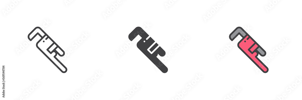 Pipe spanner different style icon set