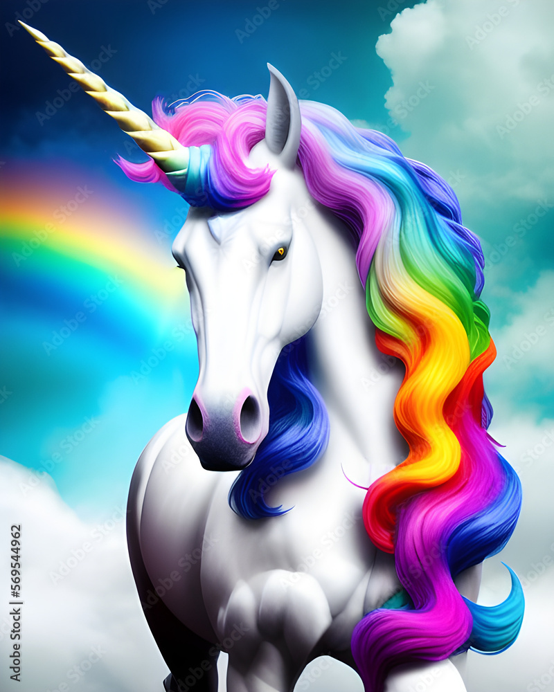 AI Digital Illustration Rainbow Pegasus
