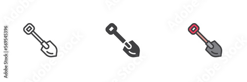 Spade, shovel different style icon set