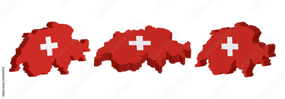 Realistic 3D Map of Switzerland Vector Design Template