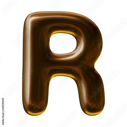 Alphabet letter r design with balloon style in 3d render