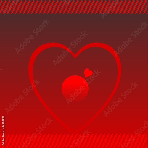 Planet Love - Illustration roter Hintergrund