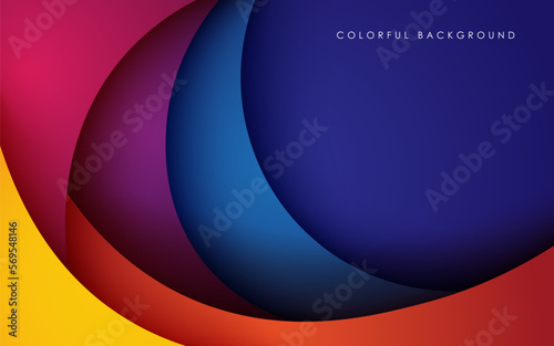 multi colored abstract red orange green purple yellow colorful gradient papercut overlap layers background. eps10 vector