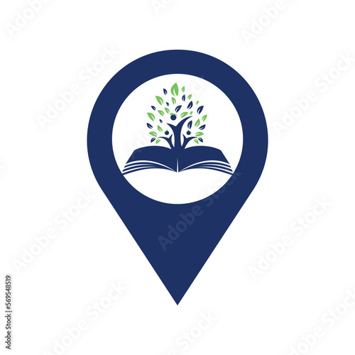 Education tree growth on book idea vector logo. Students with Graduation cap vector design.