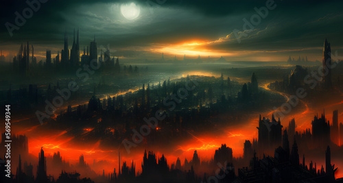 AI Digital Illustration Post Apocalyptic Cityscape