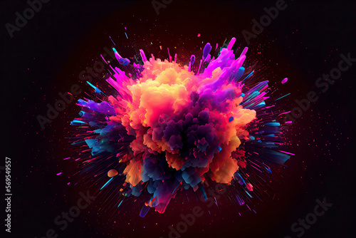Colorful liquid in vibrant. Bright abstract background. Generative AI.
