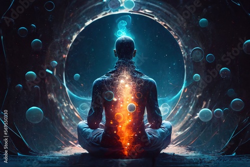Enlightenment trough meditation. Spiritual awakening tantric meditation. Generative AI