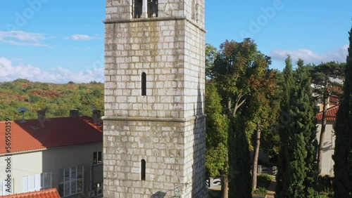 Old town of Dobrinj on Krk island in Croatia, aerial view photo