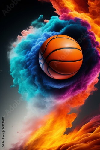 basketball in space, generated ai © Jose Coito