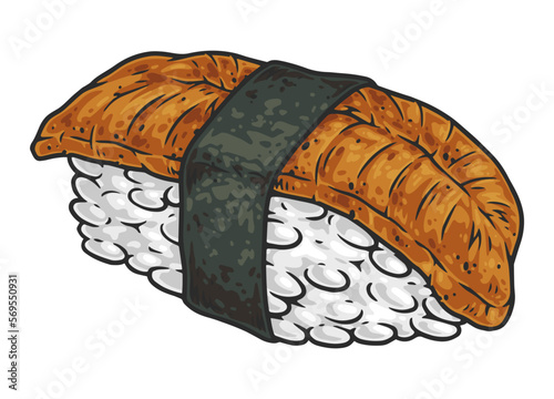 Sushi eel vintage label colorful