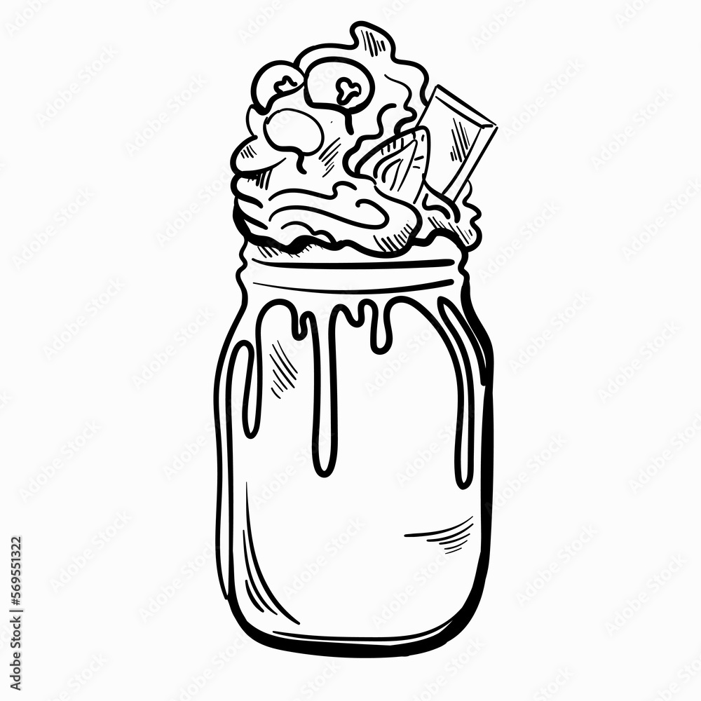 illustration of a jar of milkshake illustration of a jar of milkshake