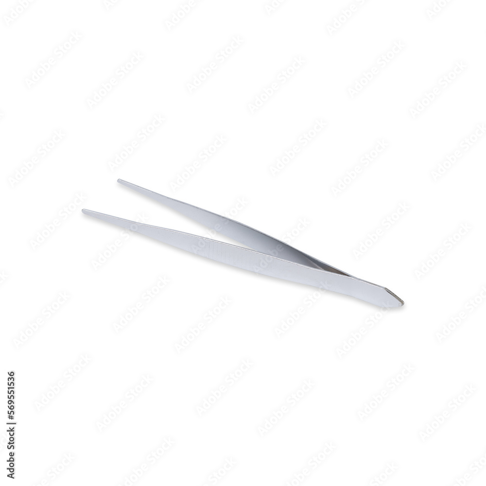 Metal tweezers isolated over white background Metal tweezers isolated over white background