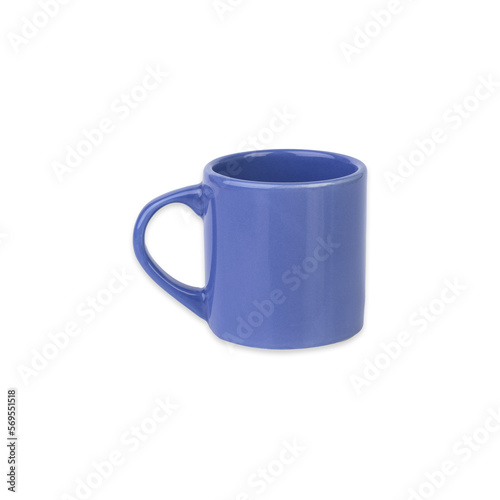 Blue ceramic coffee cup isolated over white background