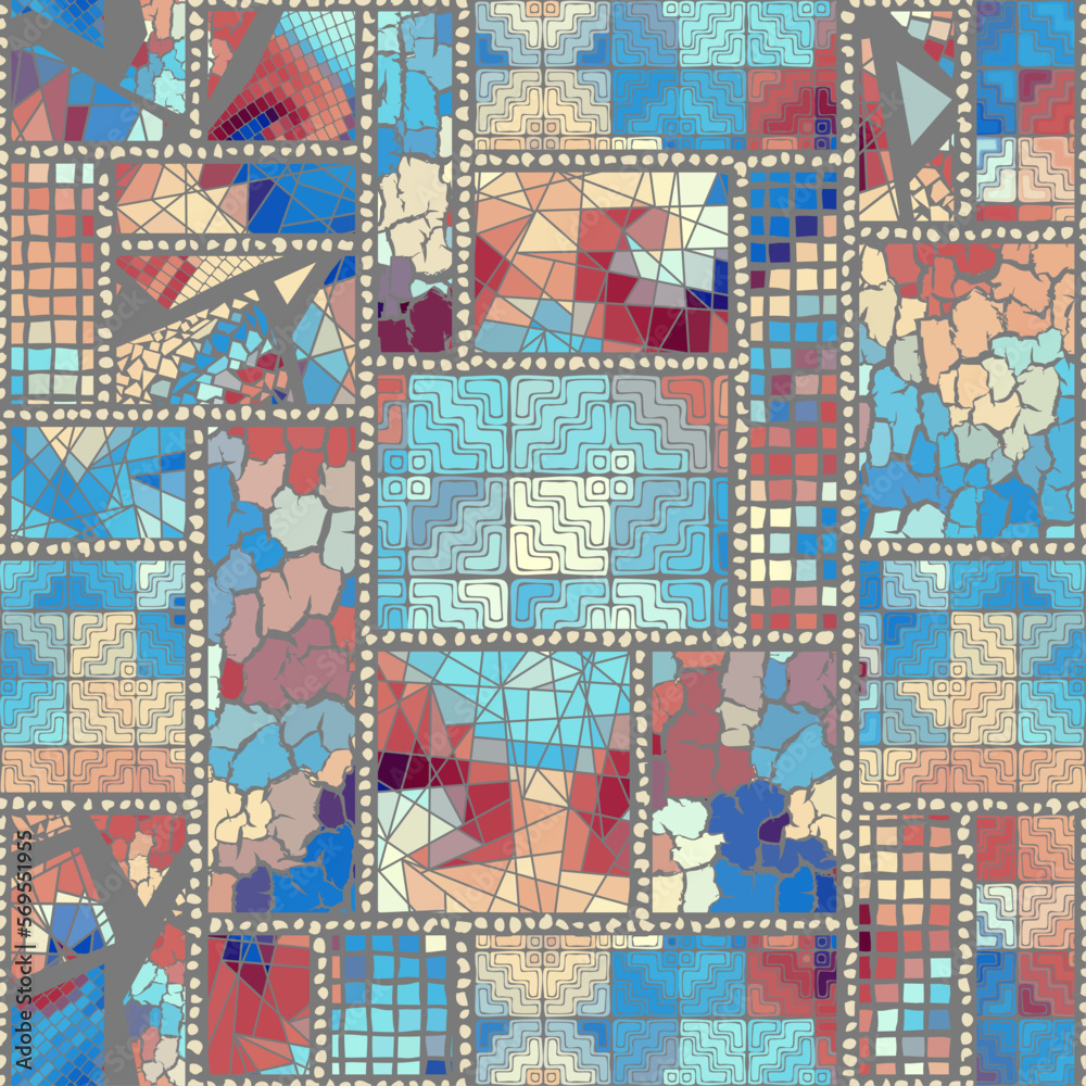 Vector seamless mosaic art pattern. Art background. Vector seamless mosaic art pattern. Art background.