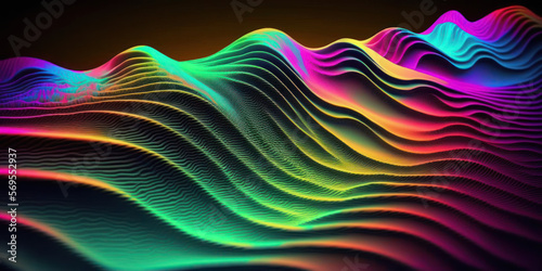 RGB neon glowing color abstract sandy structure. Generative AI. photo