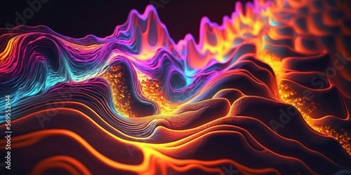 Fiery lava wax RGB neon light trippy wallpaper pattern. Generative AI.