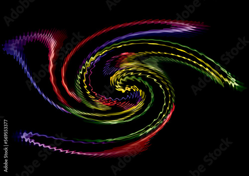 Abstract patterns coloured with black background 