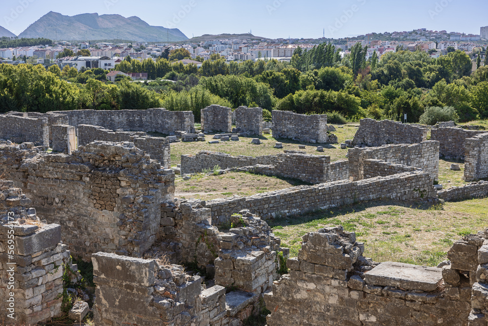 City walls and main ruins in the Roman city of Salona, just outside Solin near Split