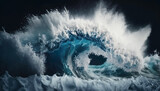 Selective focus of movement of sea ocean wave in dark.ai generated images.ai generated images