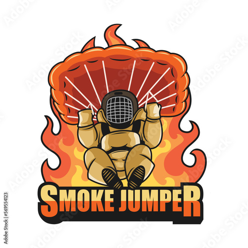 Smoke Jumpers are firefighters who parachute into wildfires logo vector illustration