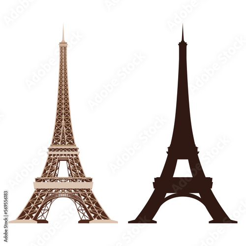 Eiffel Tower vector icons. World famous France tourist attraction symbols. International architectural monument isolated on white background