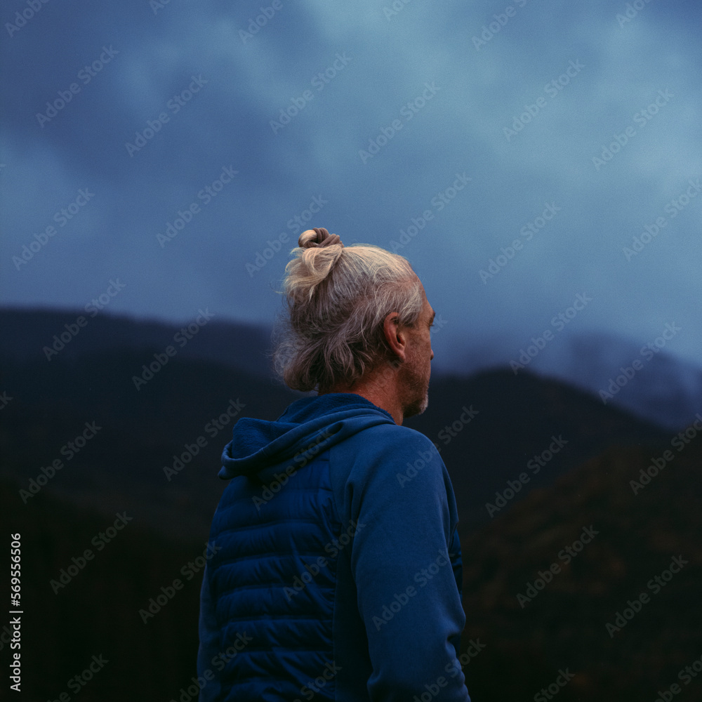 person in the mountains landscape