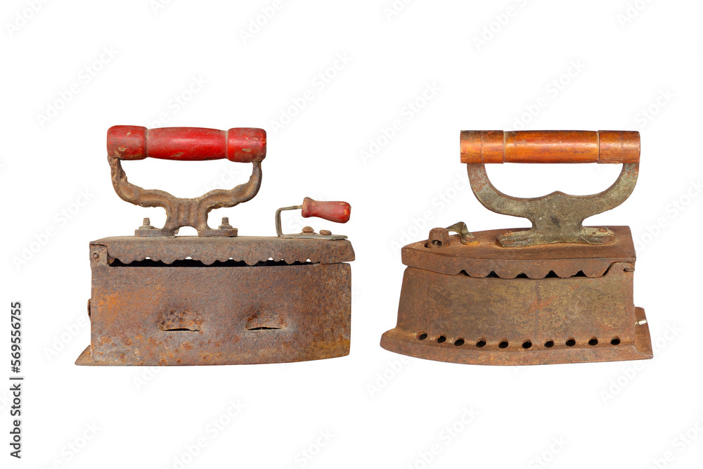 Two style old iron isolated on white background Two style old iron isolated on white background