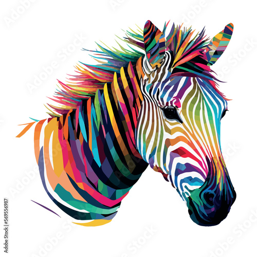 Colorful zebra pop art vector illustration
