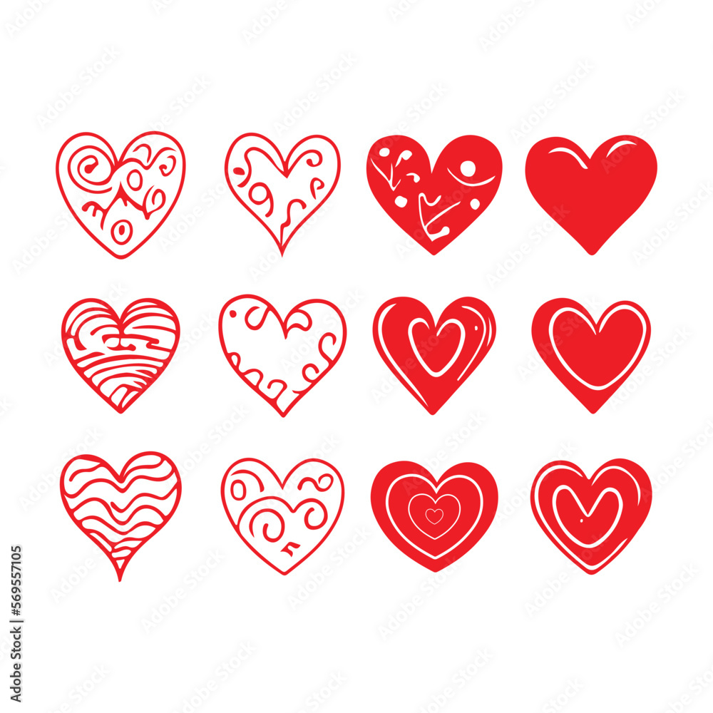 Cute heart set vector illustration