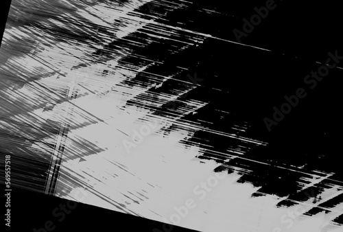 Dynamic thrash abstract with slashes in black and white © Shy Radar