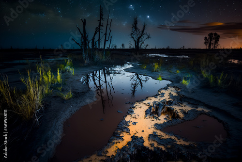 Swamp magic moon night