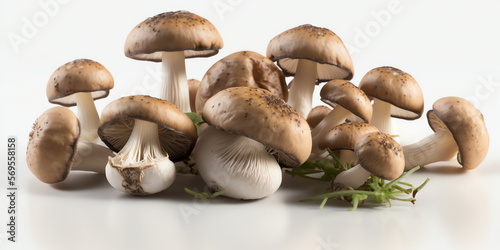 fresh mushroom photo illustration using high quality artificial intelligence suitable for restaurant wallpaper background, cafe, vegetarian and vegan themes
