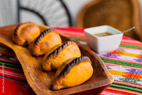 Traditional Bolivian meat pastries called Salteñas