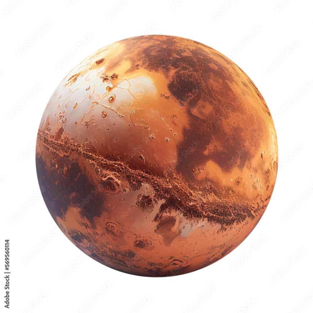mars planet isolated on transparent background cutout - obrazy, fototapety, plakaty 