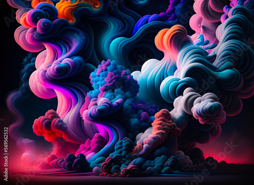 Colorful abstract smokes and clouds background with Generative AI (ID: 569562532)