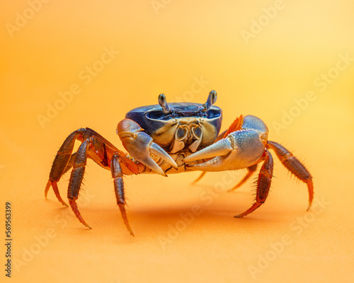 Rainbow crab orange background