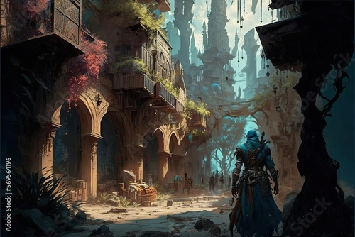 Wallpaper Mural A Market Within A Valley, Generative AI Torontodigital.ca