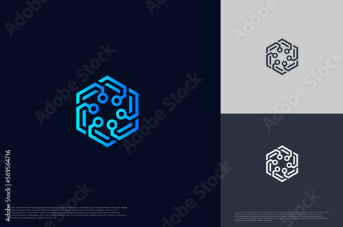 Abstract connecting circuit netrwork technology. Vector logo designs template.