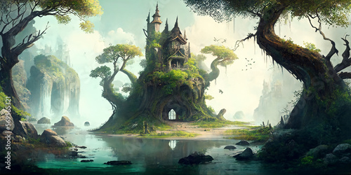 fairy tale castle in forest