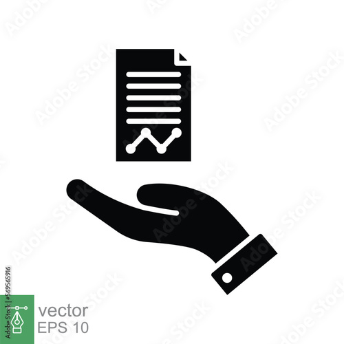 Document handover glyph icon. Simple solid style file symbol. Ownership, transfer, academy, business agreement concept. Vector illustration isolated on white background. EPS 10.